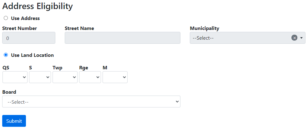 Address Eligiblity - Land Location